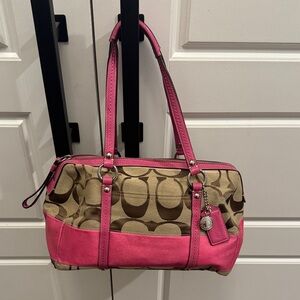 Coach Pink and Tan Satchel Bag